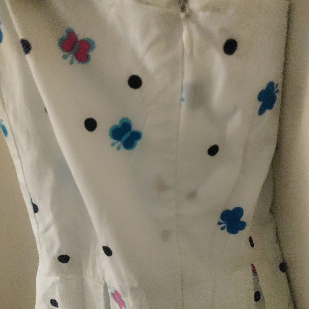 ⬇️NWT KAMANA Summer Crisp White BUTTERFLIES & POLKA DOTS Sundress Sz.XL - Picture 4 of 7
